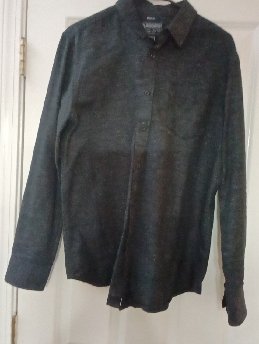 AMERICAN RAG Men's Button-Up Shirt - Dark Heathered OFF BLACK SIZE MEDIUM